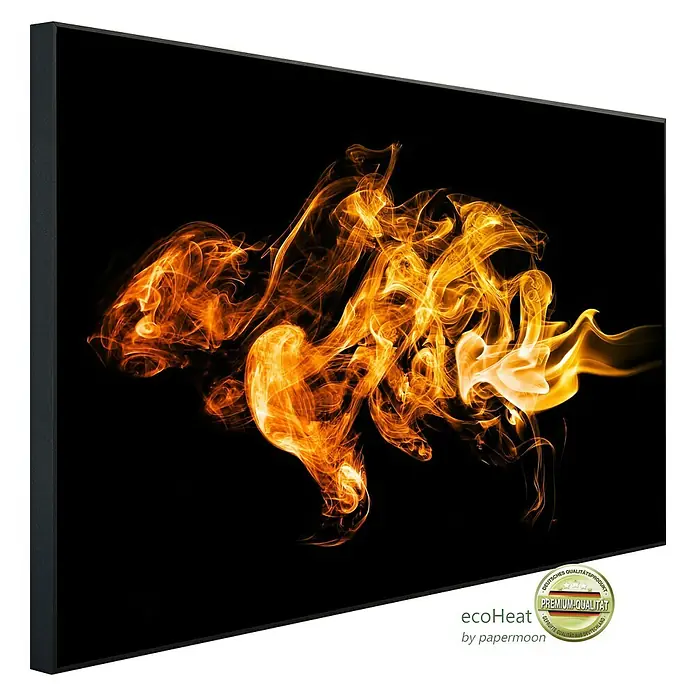 Papermoon Infrarot-Bildheizkörper Feuerflammen - 100 x 60 cm, 600 W - Schwarzes Infrarot-Heizpaneel mit flammendem Design. Eine stilvolle & effiziente Heizlösung.