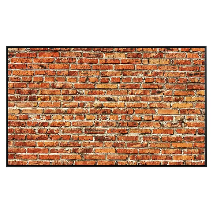 Papermoon Infrarot-Bildheizkörper Rote Backsteinmauer - 60 cm x 500 mm, 350 W - Eine rote Ziegelwand mit sichtbaren Mörtelfugen, die eine rustikale und architektonische Textur darstellt. Die Ziegel haben Farbvariationen.