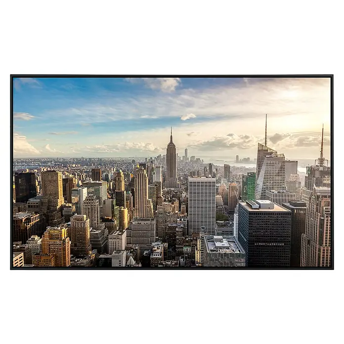 Papermoon Infrarot-Bildheizkörper Skyline von New York City - 100 cm x 600 mm, 600 W - Ein hochauflösender Bildschirm zeigt eine beeindruckende Ansicht der Skyline von New York, die die lebendige Stadtlandschaft hervorhebt.