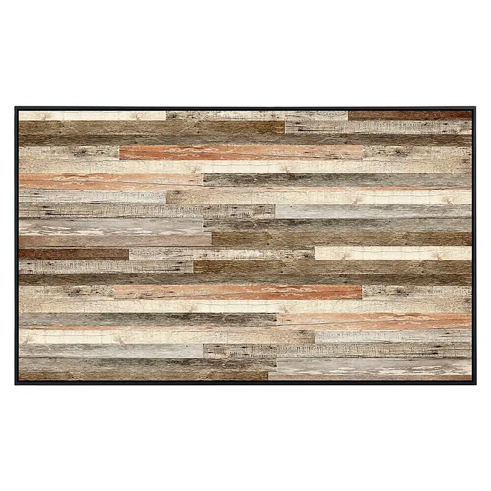 Papermoon Infrarot-Bildheizkörper Holzwand - 100 x 60 cm, 800 W - Wandpaneel aus recyceltem Altholz mit verschiedenen Farben und Texturen, um einen rustikalen Charme zu erzeugen.