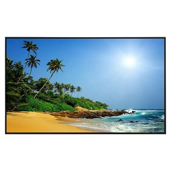 Papermoon Infrarot-Bildheizkörper Sri Lanka Tropischer Strand - 60 x 50 cm, 350 W - Atemberaubendes Landschaftsgemälde auf Leinwand, das einen tropischen Strand mit Palmen, blauem Himmel und türkisfarbenem Meer zeigt.