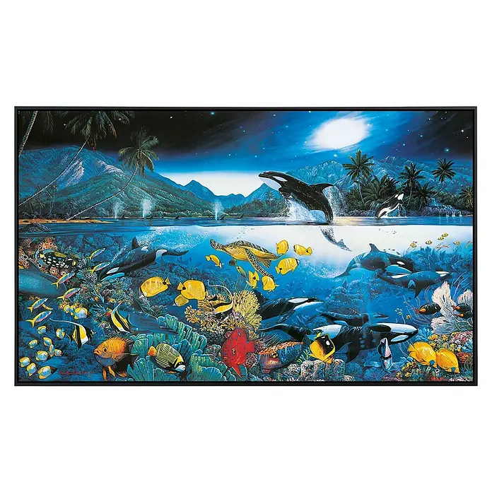 Papermoon Infrarot-Bildheizkörper Harmonie - 100 x 60 cm, 800 W - Farbenfrohes Unterwasser-Wandbild mit Orcas, tropischen Fischen, einer Schildkröte und einer lebendigen Koralle für einen Hauch von Ozean.