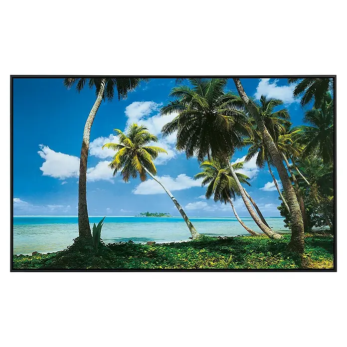 Papermoon Infrarot-Bildheizkörper Tahiti - 120 x 60 cm, 1.000 W - Wandbild mit tropischem Strandmotiv, Palmen und blauem Himmel. Bringt Urlaubsflair in jeden Raum und ist ein echter Hingucker.