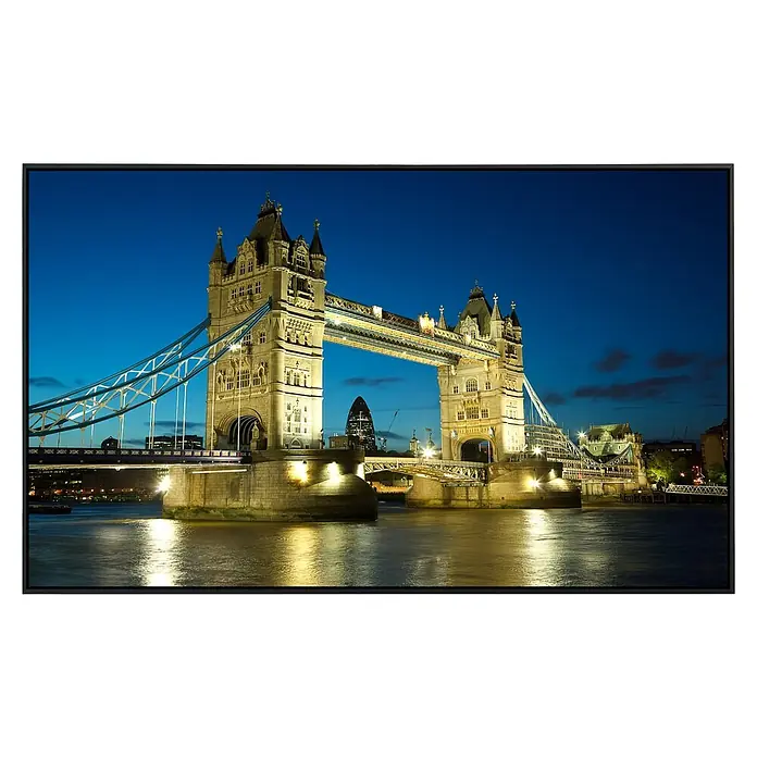 Papermoon Infrarot-Bildheizkörper Tower Bridge - 100 x 60 cm, 800 W - Nächtlicher Blick auf die Tower Bridge in London, ein architektonisches Meisterwerk. Die Beleuchtung betont die filigranen Details der Brücke.