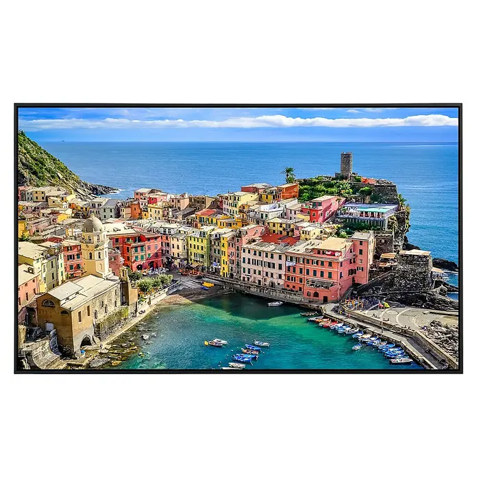 Papermoon Infrarot-Bildheizkörper Buntes Dorf Vernazza Cinque Terre - 60 x 50 cm, 350 W - Hochauflösendes Fernsehgerät mit einem atemberaubenden Bild von Vernazza, Cinque Terre, Italien, das Küstencharme und Klarheit vereint.