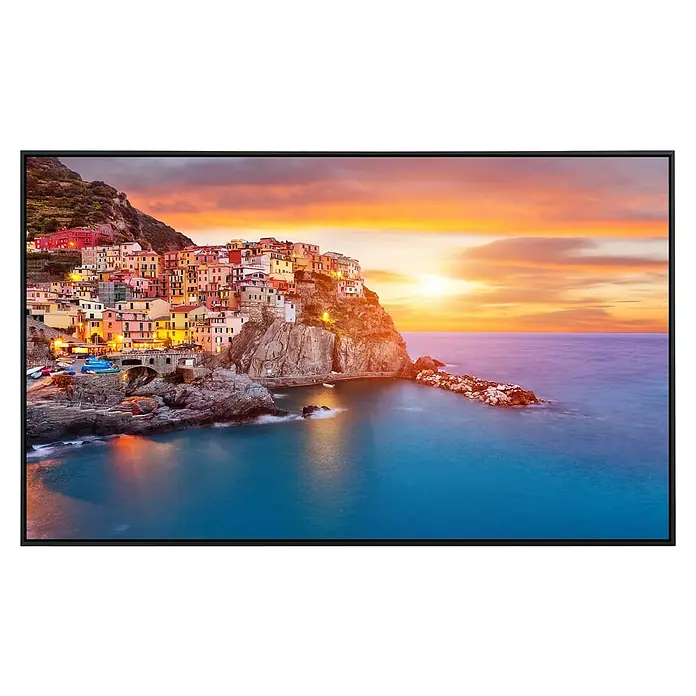 Papermoon Infrarot-Bildheizkörper Manarola Cinque Terre Küste - 100 x 60 cm, 600 W - LCD-Fernseher mit hochauflösendem Bild, das ein malerisches Küstendorf bei Sonnenuntergang zeigt. Lebendige Farben und scharfe Details für ein beeindruckendes Seherlebnis.