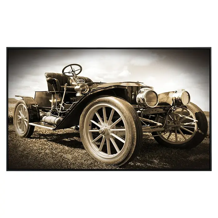 Papermoon Infrarot-Bildheizkörper Vintage Retro Auto - 90 x 50 cm, 450 W - Antiker Oldtimer in Sepia-Tönen, ein nostalgischer Blickfang.