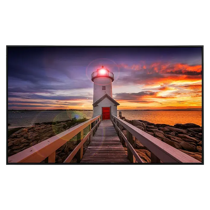 Papermoon Infrarot-Bildheizkörper Annisquam Lighhouse Sonnenuntergang - 120 cm x 600 mm, 1.200 W - Atemberaubendes Foto eines Leuchtturms bei Sonnenuntergang, eingefasst in einem eleganten Rahmen, ideal für jede Wand.