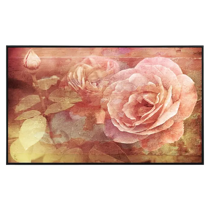 Papermoon Infrarot-Bildheizkörper Vintage Blumen - 120 x 60 cm, 1.200 W - Dieses Bild zeigt eine Vintage-Rosenkunst, die eine verzauberte, nostalgische Note in jedem Raum erzeugt.