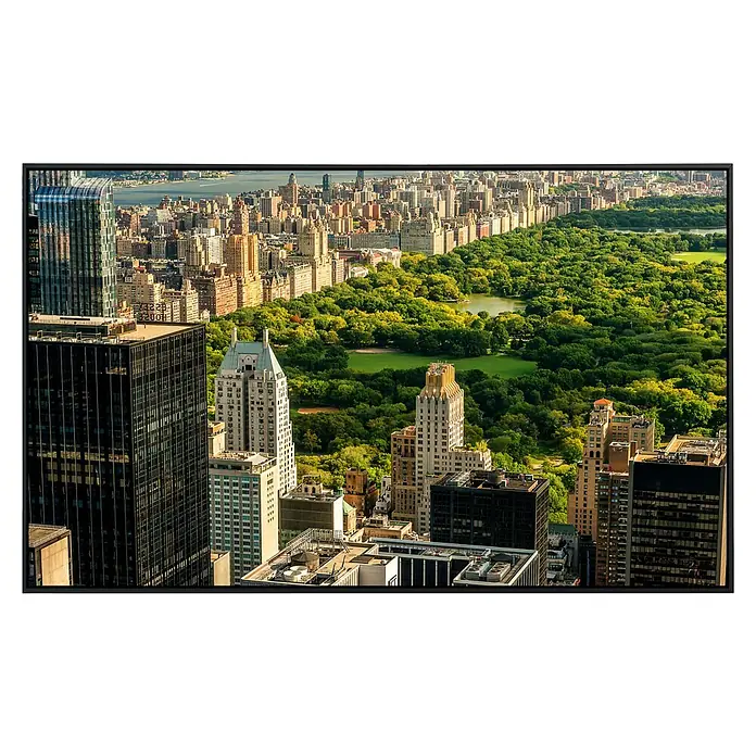 Papermoon Infrarot-Bildheizkörper Central Park Manhattan - 100 x 60 cm, 600 W - Luftaufnahme von New York City mit Blick auf den Central Park, der die urbane Skyline der Stadt ergänzt.