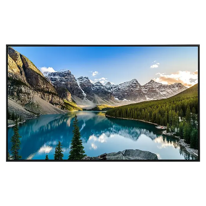 Papermoon Infrarot-Bildheizkörper Moraine Lake Rocky Mountains 1 - 100 x 60 cm, 600 W - Ein Flachbildschirm zeigt ein malerisches Bergseepanorama. Die lebendigen Farben und die hohe Auflösung des Bildschirms bringen die Naturlandschaft voll zur Geltung.
