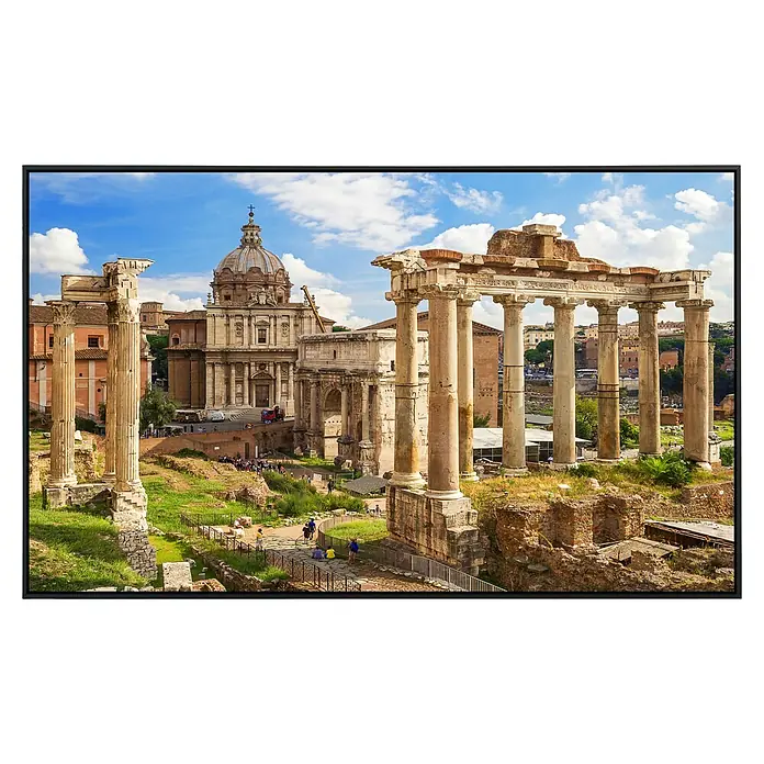 Papermoon Infrarot-Bildheizkörper Forum Romanum Rom - 60 x 50 cm, 350 W - Panoramablick auf das Forum Romanum mit seinen antiken Ruinen und Säulen, eingefangen in malerischem Tageslicht.