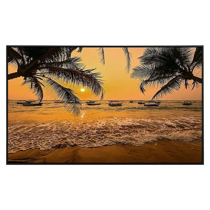 Papermoon Infrarot-Bildheizkörper Sri Lanka Palm Beach - 60 x 50 cm, 350 W - Stimmungsvolles Wandbild: Sonnenuntergang am Strand mit Palmen und Booten. Ein idyllischer Blickfang für jeden Raum.