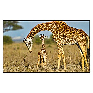 Papermoon Infrarot-Bildheizkörper Massai Giraffe die Baby schützt (80 x 60 cm, 450 W)