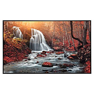 Papermoon Infrarot-Bildheizkörper Berg Sonnenuntergang Wasserfall (80 x 60 cm, 450 W)