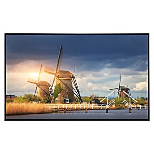 Papermoon Infrarot-Bildheizkörper Windmühlen Kinderdijk Sonnenuntergang (100 x 60 cm, 600 W)