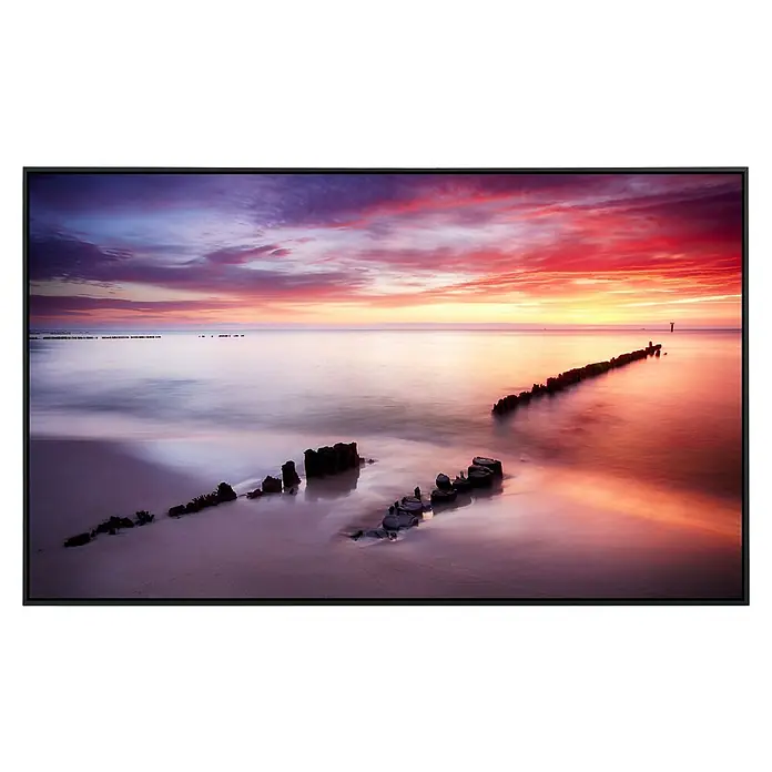 Papermoon Infrarot-Bildheizkörper Ocean Beach bei Sonnenuntergang - 100 x 60 cm, 600 W - Atemberaubendes Landschaftsfoto mit lebendigen Farben, eingefasst in einem eleganten schwarzen Rahmen, ein echter Blickfang.