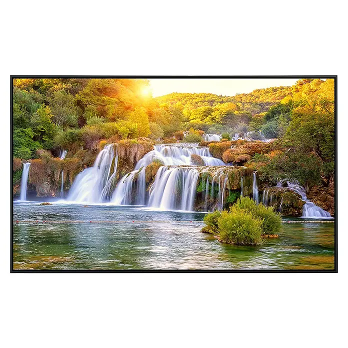 Papermoon Infrarot-Bildheizkörper Wasserfall Skradinski Buk Kroatien - 90 x 50 cm, 450 W - Fließende Wasserfälle mit sonnendurchflutetem Grün, eingefasst in einem modernen Rahmen. Natur trifft Design für ein einzigartiges Ambiente.