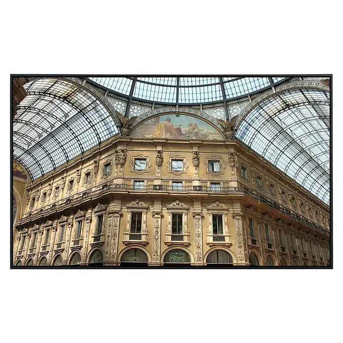 Papermoon Infrarot-Bildheizkörper Mailänder Galerie - 120 x 60 cm, 1.000 W - Innenaufnahme der Galleria Vittorio Emanuele II in Mailand, Italien, mit Blick auf die kunstvolle Architektur und das Glasdach.