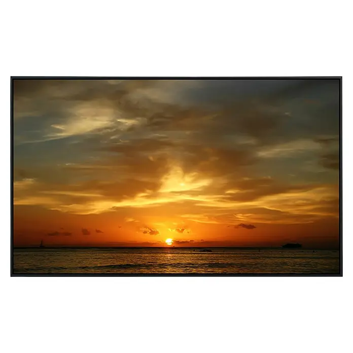 Papermoon Infrarot-Bildheizkörper Waikiki Beach Oahu - 60 x 50 cm, 350 W - Dieses stimmungsvolle Bild fängt einen wunderschönen Sonnenuntergang über dem Meer ein, mit warmen Farbtönen, die den Himmel erleuchten.
