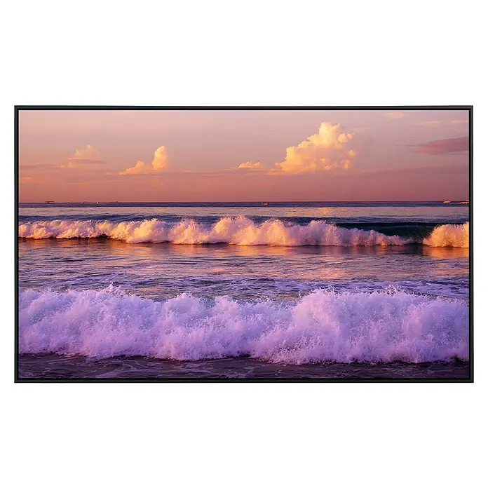 Papermoon Infrarot-Bildheizkörper Rolling Tide - 60 x 50 cm, 350 W - Abenddämmerung über dem Meer. Sanfte Wellen spiegeln die Farben des Sonnenuntergangs wider und erzeugen eine ruhige Atmosphäre.