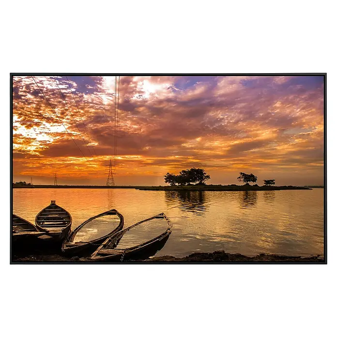 Papermoon Infrarot-Bildheizkörper Sonnenuntergang in Indien - 100 x 60 cm, 600 W - Sonnenuntergang am See mit Booten im Vordergrund, stimmungsvolle Farben.