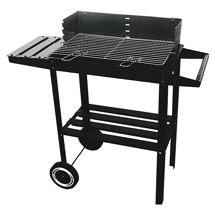 Grillstar Holzkohlegrill Nevada - Grillfläche (B x T): 52 x 28,5 cm, Schwarz - Grillwagen mit Grillrost, Ablageflächen und Rollen für einfachen Transport und bequemes Grillen im Freien.