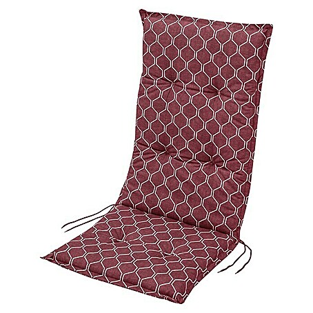 Sunfun Basic-Line Sitzauflage (Weinrot, Hochlehner, L x B x H: 117 x 49 x 6 cm, Materialzusammensetzung Bezug: Baumwoll-Polyester-Mischgewebe)