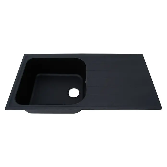 Respekta Fregadero encastrable Orlndo - 100 x 50 cm, Negro - Fregadero de cocina negro con escurridor. El fregadero está hecho de material duradero y tiene un aspecto moderno que se adapta a todas las cocinas.