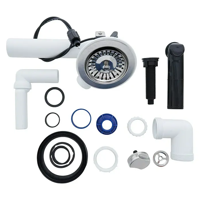 Respekta Fregadero encastrable Orlndo - 100 x 50 cm, Negro - Kit de desagüe para fregadero con diversos accesorios. Perfecto para instalar o reparar el fregadero de su cocina, incluyendo juntas y tubos.