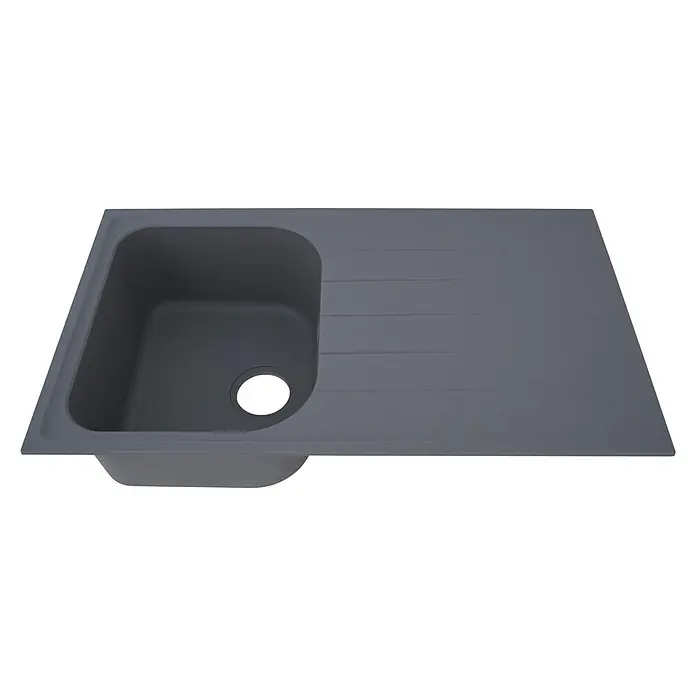 Respekta Fregadero encastrable Orlndo - 86 x 50 cm, Gris - Fregadero de cocina gris con escurridor. Un diseño práctico para la cocina moderna, ideal para lavar y escurrir platos.