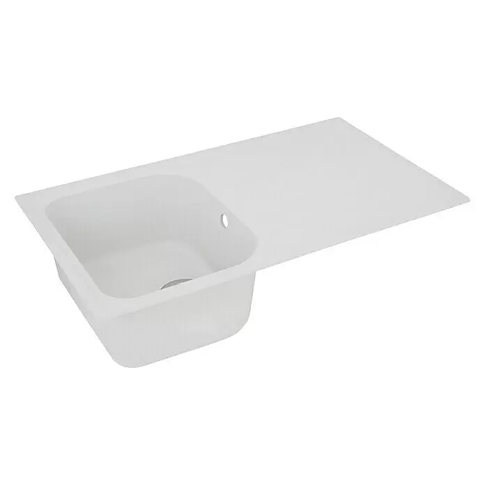 Respekta Fregadero encastrable Orlndo - 86 x 50 cm, Blanco - Fregadero de cocina blanco con escurridor, fabricado en material compuesto duradero.
