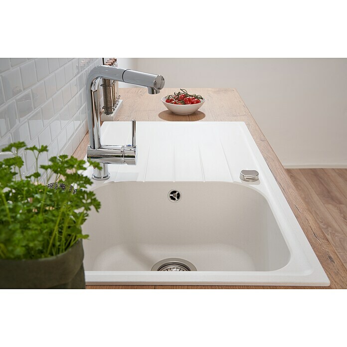 Schock Fregadero encastrable (86 x 50 cm, 1 cubeta, Cristalite®, Blanco)