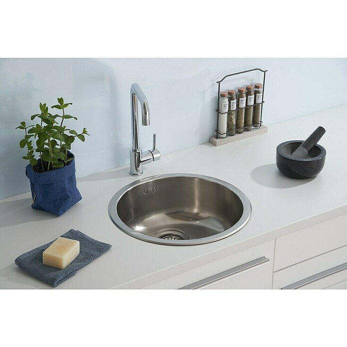 Respekta Inbouwspoelbak Portland (Diameter: 44,6 cm, Roestvrij staal) | BAUHAUS