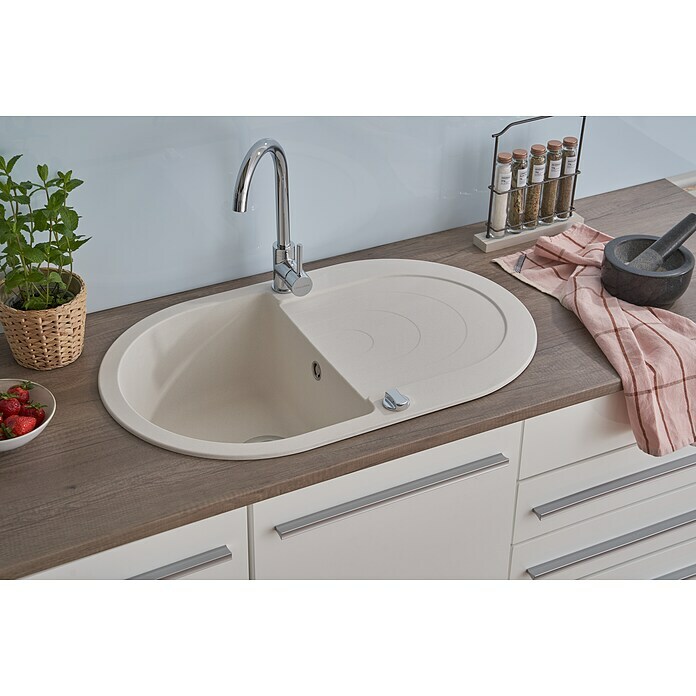 Schock Fregadero encastrable (79 x 50 cm, 1 cubeta, Cristalite®, Blanco)