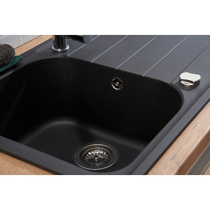 Schock Fregadero encastrable (86 x 50 cm, 1 cubeta, Cristalite®, Negro)