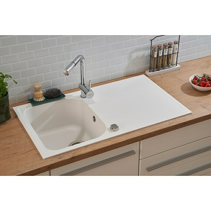 Schock Fregadero encastrable (86 x 50 cm, 1 cubeta, Cristalite®, Blanco)