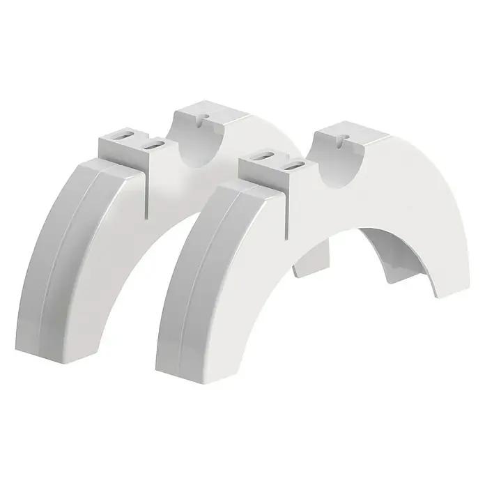 HJM Soporte de sujeción para emisores serie Óptima - Plástico - Dos soportes de montaje arqueados blancos para una fijación segura y estable. Ideal para diversas aplicaciones en la construcción o sector sanitario.