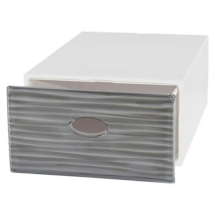 Schubladenbox QBox Wave Large - L x B x H: 40 x 28 x 15 cm, Grau, Anzahl Schubladen: 1 Stk. - Die Schubladenbox in Weiß & Grau ist ideal für die Aufbewahrung von kleinen Gegenständen und sorgt für Ordnung auf dem Schreibtisch.
