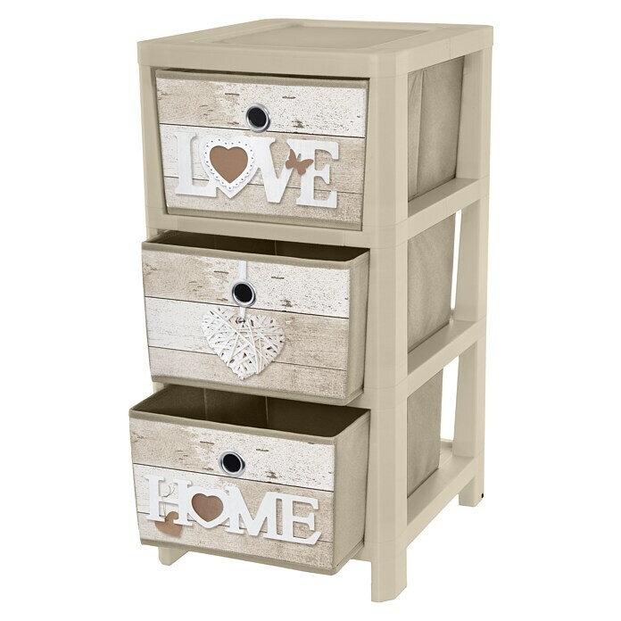 Rollcontainer Shabby (L x B x H: 37,5 x 32 x 64 cm, Beige, Anzahl Schubladen: 3 Stk.) | BAUHAUS