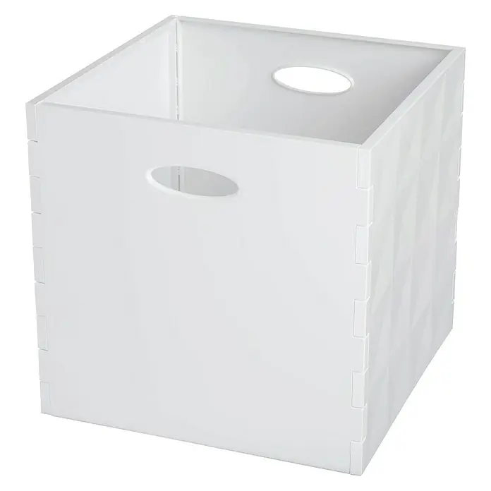 Aufbewahrungsbox Crystall - L x B x H: 31 x 31 x 30 cm, Kunststoff, Weiß, Ohne Deckel - Ein weißer, quadratischer Aufbewahrungskorb mit Griffen, ideal für Ordnung und stilvolle Aufbewahrungslösungen im Haushalt.