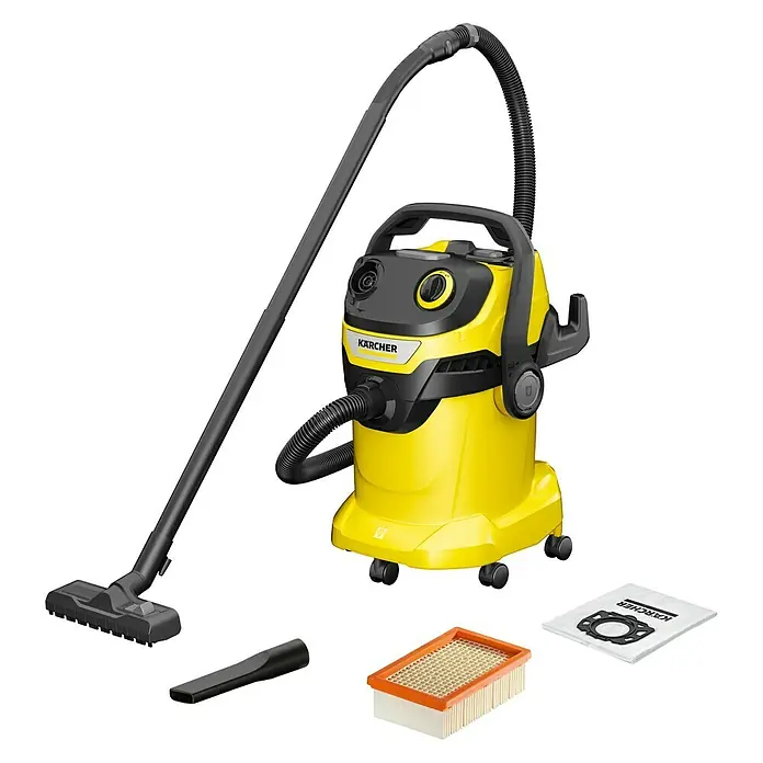 Kärcher Elektro-Nass- & Trockensauger WD 5 V-25/5/22 - 1.100 W, Behältervolumen: 25 l - Gelber Kärcher Mehrzwecksauger mit Zubehör wie Düsen und Filter, ideal für Haus und Werkstatt.