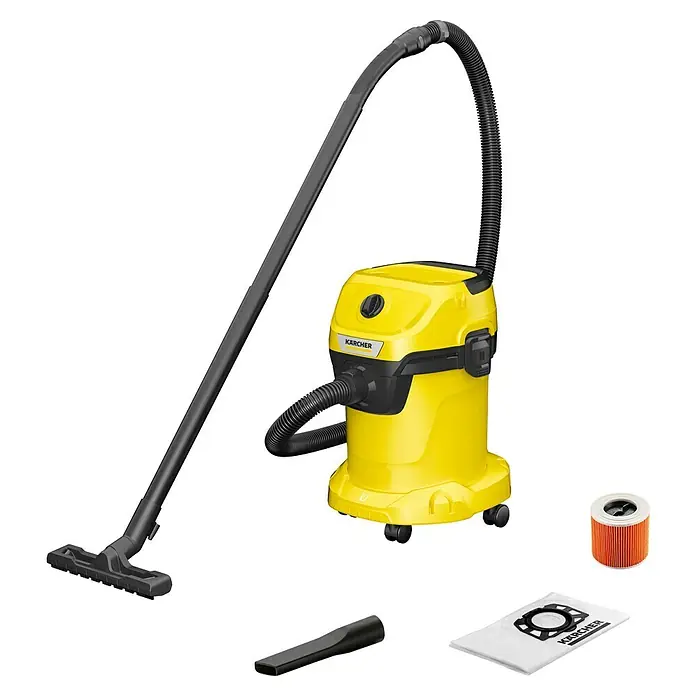 Kärcher Elektro-Nass- & Trockensauger WD 3 V-17/4/20 - 1.000 W, 17 l - Der gelbe Kärcher Mehrzwecksauger mit Zubehör, ideal für Haus und Werkstatt, bietet starke Reinigungsleistung und Flexibilität.