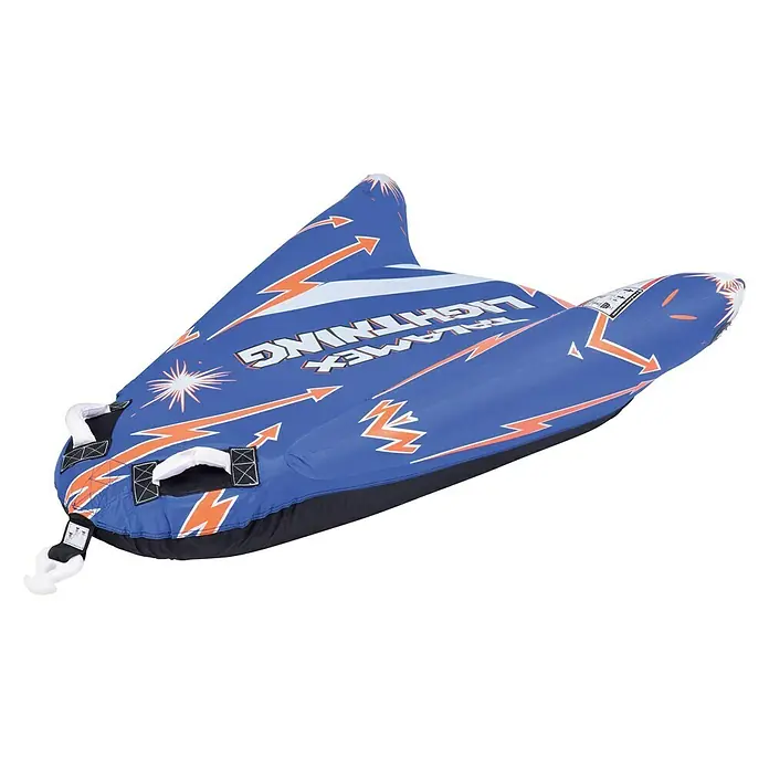Talamex Funtube - 137 x 89 cm, Geeignet für: 1 Person, Schnellbefestigung, Nylon - Aufblasbarer Wassersportartikel "Lightning" in Blau mit auffälligem Blitzdesign für spassige Fahrten auf dem Wasser.