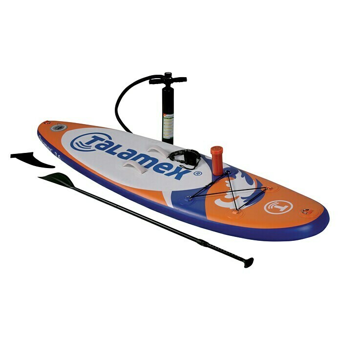 Talamex SUP-Board-Set 7.6 WaveL x B x H: 232 x 60 x 10 cm, Nutzlast: 60 kg, Aufblasbar, Orange/Blau Diagonal View