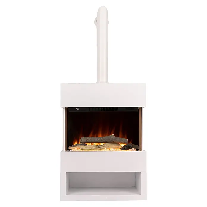Voltomat HEATING Chimenea eléctrica Malmo - 1.500 W, Blanco, 25,1 x 55,6 x 76 cm - Elegante chimenea blanca con troncos simulados y efectos de llama realistas, ideal para noches acogedoras.