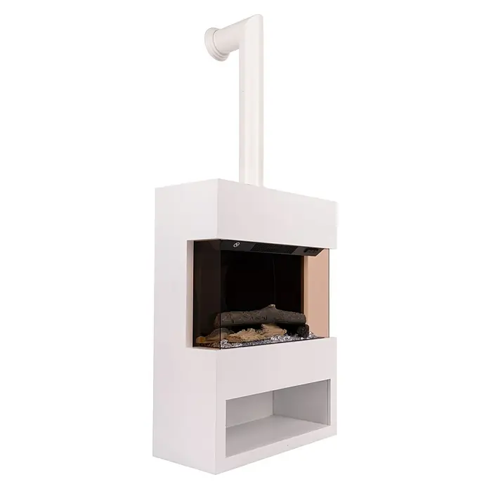 Voltomat HEATING Chimenea eléctrica Malmo - 1.500 W, Blanco, 25,1 x 55,6 x 76 cm - Chimenea blanca moderna con leños y frente de cristal. Ideal para tardes acogedoras.