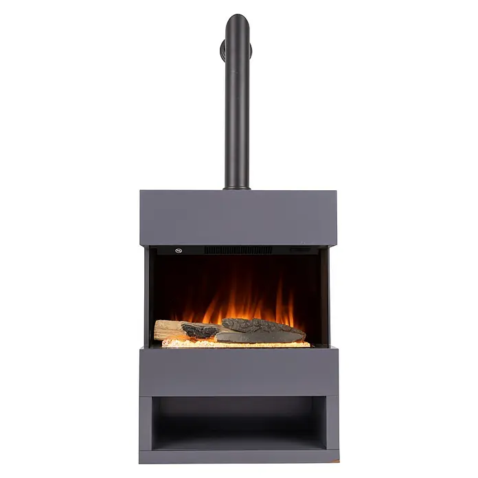 Voltomat HEATING Chimenea eléctrica Malmo - 1.500 W, Antracita, 25,1 x 55,6 x 76 cm - Chimenea moderna con llamas y troncos simulados, elegante y decorativa para cualquier hogar. Crea un ambiente cálido.