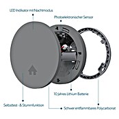 UniTEC Rauchwarnmelder Design (Durchmesser: 12,5 cm, Höhe: 2,5 mm, Batterielaufzeit: 10 Jahre, Alarmsignal: 85 dB, Grau) | BAUHAUS