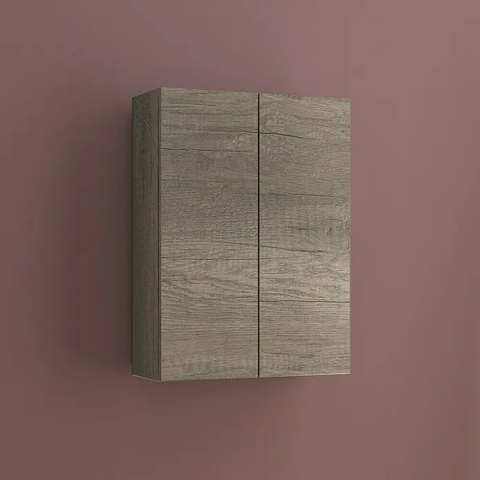 Artysan Armario colgante de baño Patri - L x An x Al: 21 x 54 x 74 cm, Nebraska - Armario de pared en tono madera con puertas dobles. Este armario de baño es ideal para guardar elementos esenciales y artículos de aseo.